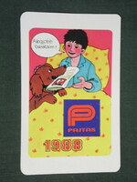 Kártyanaptár,Pajtás ifjúsági,úttörő magazin,újság,grafikai rajzos, 1988,   (3)