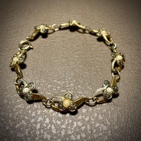 24K gold-plated damascene bracelet, vintage damascene Toledo Spanish jewelry bangle bracelet
