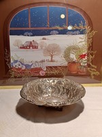 Silver-plated serving bowl with a nice pattern and no markings