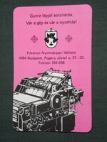 Card calendar, Budapest printing company, graphic designer, printing press, Budapest, 1988, (3)