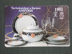 Card calendar, amphora üvért company, Alföld porcelain tableware, 1991, (3)
