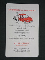 Kártyanaptár,Eller Károly autószerelő mester,Pécs, grafikai rajzos, 1992,   (3)