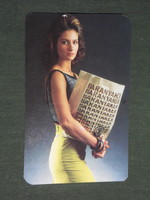 Card calendar, baranyaker, mosque store, Pécs, erotic female model, 1990, (3)