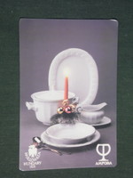 Kártyanaptár, Amfora Üvért vállalat, Hollóházi porcelán készlet, 1990,   (3)