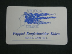 Card calendar, viktória hairdressing shop, papné raufschneider skármá, hops, graphic, 1991, (3)