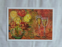 Artistic postcard 7.: Wine dinner (New Year, holiday)