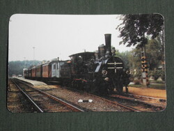 Card calendar, máv railway, travel, nostalgia steam locomotive, assembly, 1991, (3)