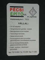 Card calendar, Pécs kév construction industry limited liability company, road bridge construction, 1991, (3)