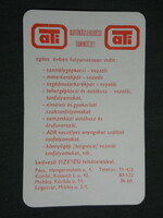 Kártyanaptár, ATI autóközlekedési tanintézet, autós iskola, Pécs, 1992,   (3)