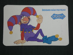 Kártyanaptár, Ofotért fotó üzletek, grafikai rajzos, reklám figura bohóc, 1991,   (3)
