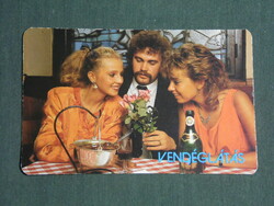 Kártyanaptár, ÁFÉSZ vendéglátás, étterem, csárda, erotikus női modell, 1990,   (3)