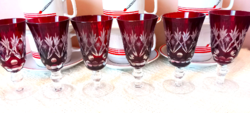 Set of 6 burgundy glasses