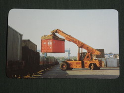 Card calendar, máv railway, container station, internal loader working machine, 1991, (3)