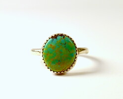 Decorative silver ring with turquoise stone