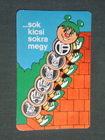 Card calendar, savings association, graphic artist, humorous, centipede, 1990, (3)