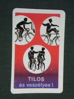 Kártyanaptár, Közlekedésbiztonsági tanács, grafikai rajzos,kerékpár, 1990,   (3)
