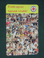 Kártyanaptár, Magyar Vöröskereszt, véradás, 1990,   (3)