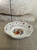Kalocsai openwork flower pattern porcelain serving bowl a65