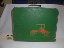 Retro children's suitcase with old timer car decor