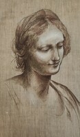 Restaurátori tanulmány festmény (képmásolat) Leonardo da Vinci- Részlet a Szűz és Szent