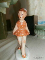 Little girl in polka dot dress retro ceramic