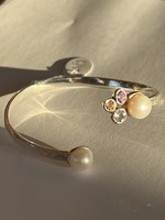 Rhodium-plated, hallmarked silver bracelet with gemstones