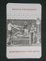 Kártyanaptár, Magyar Vöröskereszt, grafikai rajzos, gyógyítás anno, 1992,   (3)