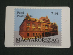 Kártyanaptár, Pécs Posta igazgatóság, Postapalota bályeg,1992,   (3)