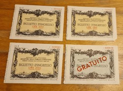 4 Italian museum tickets from the 1960s