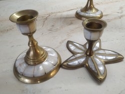 Copper candle holder with shell inlay for sale! 2 pcs
