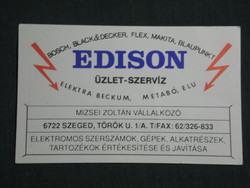 Card calendar, Edison, Zoltán Mizsei machine tool shop, service, Szeged, 1993, (3)