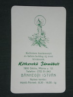 Card calendar, two-wheeled vehicle shop, car shop, István Bánhegyi, skier, holiday, 1993, (3)