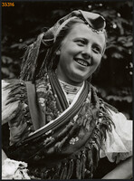 Larger size, photo art work by István Szendrő. Girl, in folk costume, Nagylóc, Nógrád county
