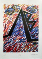 Aknay János - A jel 34 x 24,5 cm computer print, merített papír