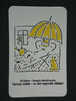 Kártyanaptár, Garancia biztosító, grafikai rajzos, humoros, 1993,   (3)