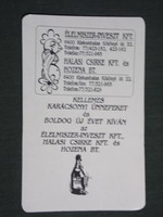 Kártyanaptár, ünnepi, Élelmiszer Halasi csirke húsbolt, Kiskunhalas, 1994,   (3)