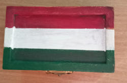 Handcrafted product for sale, small wooden box painted with Hungarian motifs