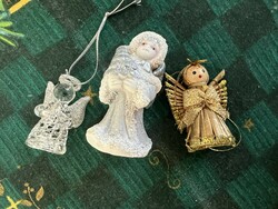 Three vintage angels Christmas tree decorations