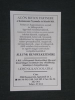 Kártyanaptár, Komáromi nyomda kiadó, Komárom , 1994,   (3)