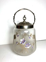 Art Nouveau, wmf silver-plated, hand-painted cookie holder, candy holder, bonbon holder