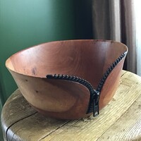 Decorative bowl made of special cherry wood, marked.