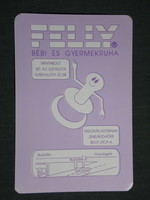 Card calendar, felly baby children's clothing store, graphic designer, pacifier, Budapest, 1994, (3)