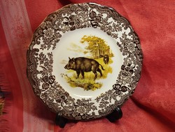 Royal worcester, palissy, beautiful English porcelain cake plate, center boar