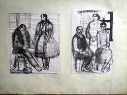 Transylvanian peasants 2 ink drawings)