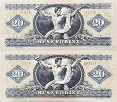 Ropogós 1975-ös 20 forintos bankjegy Sorszám követős!!