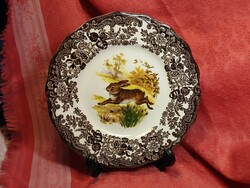 Royal worcester, palissy, beautiful English porcelain cake plate, center hare