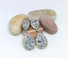 Occasional silver-plated earrings with large faceted clear cz crystals 183