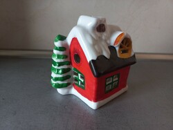 Old ceramic cottage, candle holder