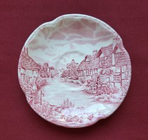 Johnson Bros Ironstone Old angol bordó jelenetes porcelán csészealj tányér