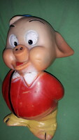 Antique disney - one of the 3 little pigs rubber fairy tale cartoon rare figure 25 cm according to the pictures